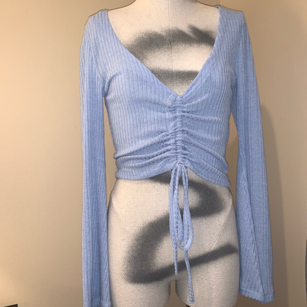 Shein Bell Sleeve drawstring rouched top